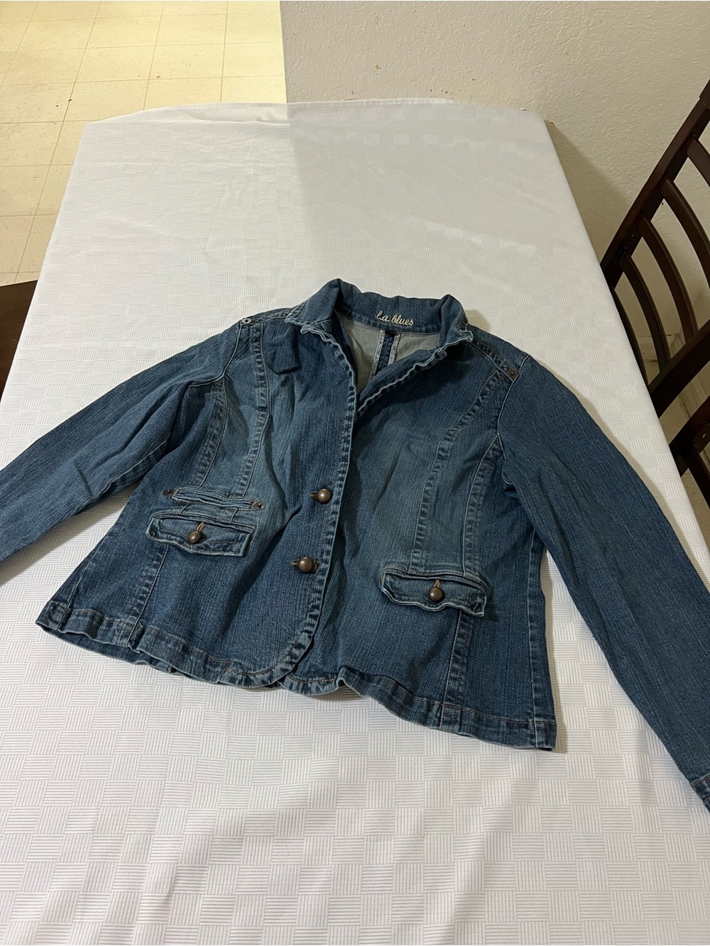 L.A. Blues Women's Medium Blue Denim Blazer Jacket